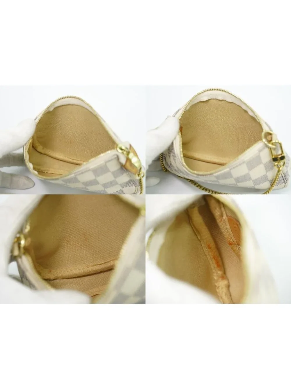 Louis Vuitton LV Mini Pochette Accessoires Damier Azur Handbag Pouch White Gray